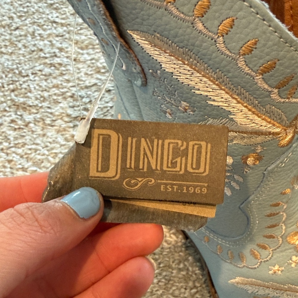 Dingo Light Blue Embroidered Ankle Boots - Picture 2 of 5